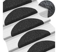 Stair Mats Self-Adhesive Black 56x17x3 cm Needle-Punched PP NonSlip Washable 5pc