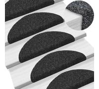 Vidaxl Self-adhesive Stair Mats 10 Pcs Black 56X17X3 Cm Needle Punch, Black