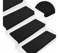 Stair Mats Self-Adhesive Black Needle Felt 65x24.5x3.5cm 30pcs Washable Non-Slip