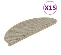 Stair Mats Self-adhesive Carpet Rug Sisal-Look 15 pcs Light Green vidaXL