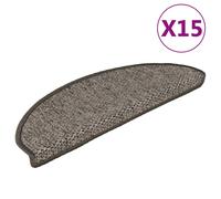 Stair Mats Self-adhesive Carpet Rug Sisal-Look 15pcs Grey and Beige vidaXL