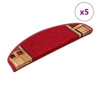 Stair Mats Self-Adhesive Red 65x21x4cm Polyamide Tufted Non-Slip 5pcs Washable