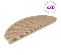 Stair Mats Self-Adhesive Sand 65x21x4cm Sisal-Look Fabric 30pcs 89%polypropylene