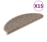 Vidaxl Stair Mats Self-adhesive Sisal-look 15 Pcs 65X21X4 Cm Dark Beige, Cream