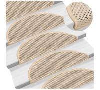Stair Mats Self-Adhesive Sisal-Look Fabric Cream 56x17x3 cm 15pcs Non-Slip