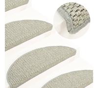 Stair Mats Self-Adhesive Sisal-Look Fabric Grey 56x20cm Non-Slip 15pcs Washable
