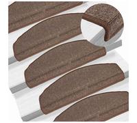 Stair Mats Set 15pc Coffee Brown 65x24x4cm 100% PP Tufted Non-Slip Washable+Fold