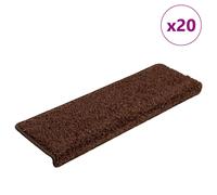 Stair Mats Set 20pcs Brown 65x21x4cm Needle-Punched Polypropylene Non-Slip Grip