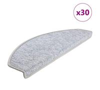 Stair Mats Set 30pcs Light Grey 100% PP Tufted Half Round 65x24x4cm NonSlipGrip