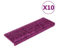 Stair Mats Set of 10 Violet 65x21x4cm Needle-Punched Polypropylene Washable Grip