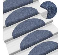 Stair Mats Set of 15 Blue Needle-Punched Fabric 65x21x4 cm Self-Adhesive 100%PP
