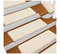 Stair Mats White 10pc 65x21x4cm 100% Polypropylene Non-Slip Washable Grip Tapes