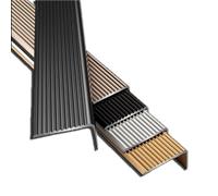 Stair Nose Molding 36in-60in Stairs Edging, Aluminum L Shape Stair Edge Trim Anti Slip Stairs Trim, Black/Silver/Gold/Purple/Grey(Black,L 150CM/60in)