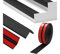Stair Nosing, 2m Stair Edge Trim Self-Adhesive Rubber Edging for Stairs Anti Slip Stair Treads Flexible Rubber Angle Edging Strip for Outdoor and Indoor Black
