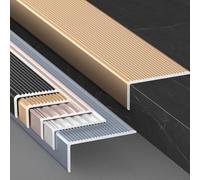 Stair Nosing 2mm - Stick-Down Edging Tread Strip - Tile/Laminate/Wood Aluminium to Vinyl or Carpet - Threshold Metal Door Trim/Edging