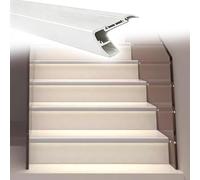 Stair Nosing 96" White Aluminum Corner Trim for Steps, Heavy Duty Metal Trim Edging, Surface Mounted Stair Nose Molding for Step Edge Protector/Stairs Edging Decoration(5pieces,40in(101.6cm))