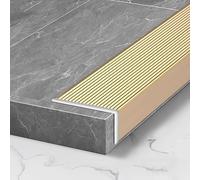 Stair Nosing, Edge,5 Pack Aluminium L-Shaped 90cm 5x3cm - Anti-Slip Step Trim Tread Protector Strip for Indoor Outdoor Stairs(Frosted Gold)