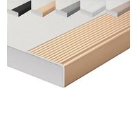 Stair Nosing Edge Trim,90cm Aluminum Waterproof Step Trim, L-Shaped Edging Transition Strip for Outdoor Indoor(Grey,W70xH30mm)(Gold,W30x H20mm)