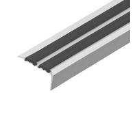Stair Nosing Edge Trim - Cezar Anti Slip Edging Strip For Stair -Silver With Black Rubber 1M