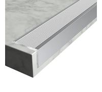 Stair Nosing Edge Trim,L-Shaped Aluminum Stair Nosing, Silver Non-Slip Stair Steps Edge Trim, Indoor Outdoor Floor Transition Strip, Self Adhesive Stair Edge Protector