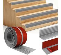 Stair Nosing Edge Trim Peel and Stick Stair Treads Vinyl Flexible Trim for Staircase Step Edge Protector (1m, 75×35mm, Grey)