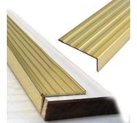 Stair Nosing Edge Trim with Non Slip Texture, Solid Brass Step Protector for Easy Indoor & Outdoor Installation