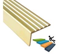 Stair Nosing Profile Edging,Brass Stair Edge Protector - L Shaped Nosing Trim Transition Strip Guard for Step Treads (18x8mm) - Indoor Outdoor Safety Solution