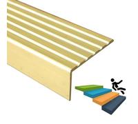 Stair Nosing Profile Edging,Brass Stair Edge Protector - L Shaped Nosing Trim Transition Strip Guard for Step Treads (18x8mm) - Indoor Outdoor Safety Solution