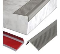 Stair Nosing,Rubber Strips self Adhesive, Vinyl Anti Slip Stair Strips,10M/393.7IN Self Adhesive Flexible Rubber Treads Edge Protector Molding Trim for Outdoor & Indoor Uses(Grey,5m/196.8in)