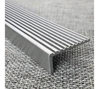 Stair Nosing Silver Stair Nosing Corner Strip/Staircase Step Protector, Wear Resistant Transition Strip Stainless Steel, L-Shape Stair Edge Trim for Yard(W4xH2cm(1 5/8X3/4))