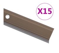 Stair Nosings L-Shaped Brown Aluminium 90cm 15pcs Anti-Slip Profiles Pre-Drilled