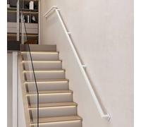 Stair Railing 1FT - 20FT Metal Staircase Banister Handrail for Outdoor Steps, White Galvanized Industrial Iron Pipe Hand Rail for Indoor Porch Stairs Wall Mount for Elderly Safety(14ft/4.2m)