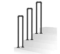 Stair Railing for Outside Steps, U-Shaped Transitional Handrail with Installation Accessories Porch Hand Rails for Exterior Staircase Loft Villa Corridor Garden，Black Metal ( Size : 90cm(2.9ft) )
