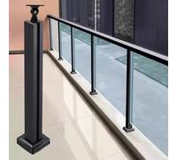 Stair Railing Glass Balustrade Posts 80cm Metal Columns for Deck & Balcony Guardrails with Rubber Strip & Base Anchors - Mid Post Solution for Hallways