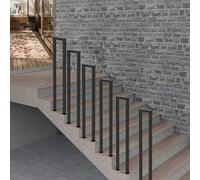 Stair Railing Handrails for Outdoor Steps，U-Shaped Transitional Handrail Picket Fits 1 Steps，Floor Mount Hand Rail Black Wrought Iron Balustrade Guardrail for House Entrance(85cm/33in)