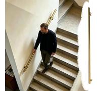 Stair Railing Indoor Gold Finish, Low-Maintenance Stainless Steel Safety Grab Bar, Wall-Mounted Strong Load-bearing Kindergarten Guardrail(355cm/139.8in)