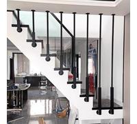 Stair Railing LShaped Black Handrail for Attic Metal Slats Room Divider Safety Bar Partition Wall 3.95cm Style Ideal for Home Staircases
