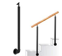 Stair Railing Post Fit 2 or 4 Steps Transitional Handrails for Front Porch Steps, 1 Adjustable Angle Wrought Iron Post and Screws, Side-Mounted Baluster Column(100cm(39.4in))