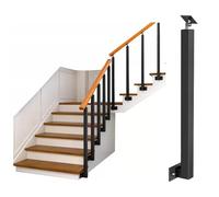 Stair Railing Post Set - 1/2/5/8/10/20/25/30 Pieces Square Spindles 90° Bend Base & Flat Mount Steel Indoor/Outdoor Use 145cm/57in (1 Pack)