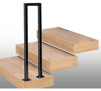 Stair Railing Stair Spindle Black Square Deck Balustrade Ground Mount with Installation Kit, 1 2 3 4 Pack Floor Mounted Support Handrail for Balconies Hallways,U Shape-1 Pcs-90cm/35.4 in