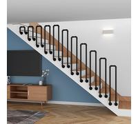 Stair Railing Transitional Handrail for Outdoor Step Handrail Picket Fits 1 Steps，U-Shaped Stair Handrail for Steps Side Wall Mounted Staircase Banister Hand Rails Kit(85cm/33in)