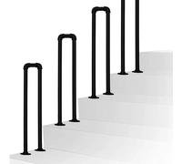 Stair railings Black Wrought Iron Metal Stair Handrail U-Shaped Industrial Galvanized Steel Pipe Railing Handrail for Decking Garden Patio Balcony (Size : 95cm(3.1ft))