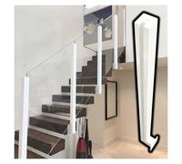 Stair Side Mount Railing Post for Glass White, 26" 30" 33" 37" 41" 45" 51" 57" 59" High Windproof Fence Clamp Pillar for Decks/Patio/Balcony, with Screws(White Right End Post,H 45 1/5")