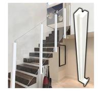 Stair Side Mount Railing Post for Glass White, 26" 30" 33" 37" 41" 45" 51" 57" 59" High Windproof Fence Clamp Pillar for Decks/Patio/Balcony, with Screws(White Mid Post,H 57")