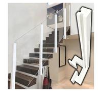 Stair Side Mount Railing Post for Glass White, 26" 30" 33" 37" 41" 45" 51" 57" 59" High Windproof Fence Clamp Pillar for Decks/Patio/Balcony, with Screws(White Corner Post,H 53 1/10")