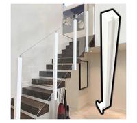 Stair Side Mount Railing Post for Glass White, 26" 30" 33" 37" 41" 45" 51" 57" 59" High Windproof Fence Clamp Pillar for Decks/Patio/Balcony, with Screws(White Left End Post,H 41 3/10")