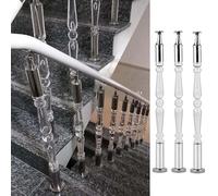 Stair Spindles Acrylic Balusters for Staircase, Transparent Stairs Banister Spindles with Stainless Steel Hardware, Balcony Porch Deck Railing Handrail Bar