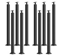 Stair Spindles,Black Square Metal Stair Balusters Adjustable 270° Angle Bracket All Weather Vertical Railing Spindles 10 Pack 95cm Durable Outdoor Staircase Posts