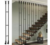 Stair Spindles,Modern Metal Stair Balusters 3-7.9ft Elegant L Shape Railing Posts Double Row Design Black/Gold/White Colors Perfect for Loft Staircase Decor (Height: 135cm)