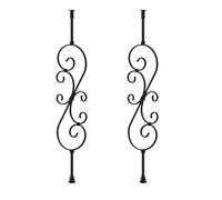Stair Spindles,S-Flower Staircase Iron Balusters - 80 90 100 110 120 Tall - Sturdy Square Metal Railing Spindles 270°Adjustable Bracket - Wrought Iron Balusters Staircase for Porch Backyard